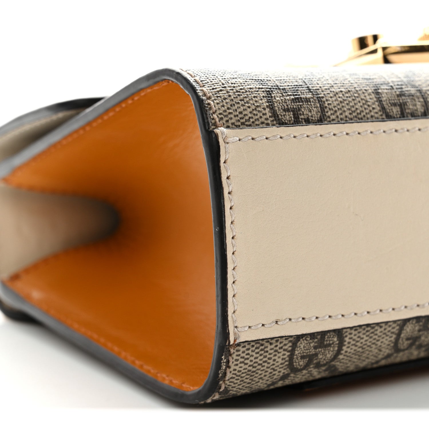Gucci GG Supreme Monogram Calfskin Small Padlock Shoulder Bag Beige Mystic White Sun Oil