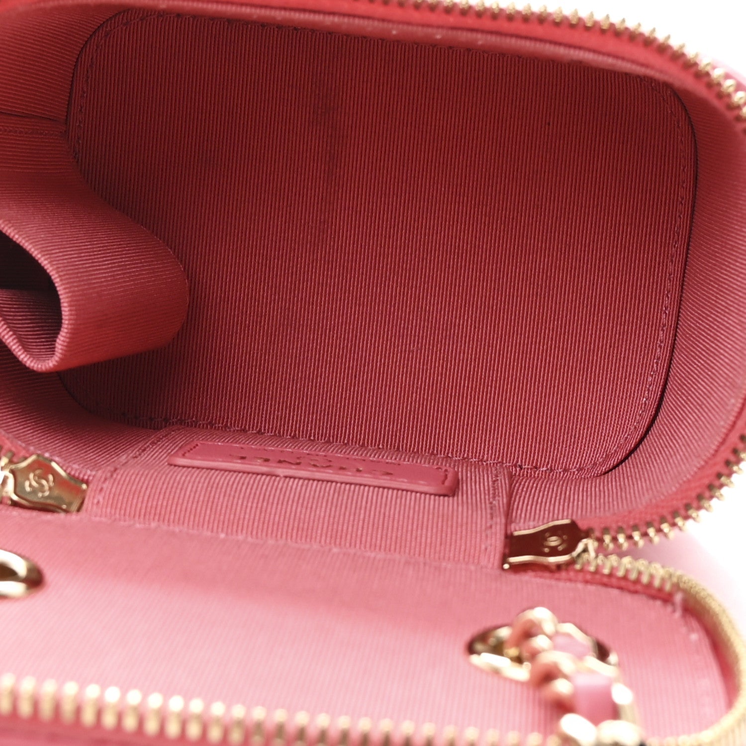 Chanel Lambskin Quilted Pearl Crush Mini Vanity Case With Chain Dark Pink