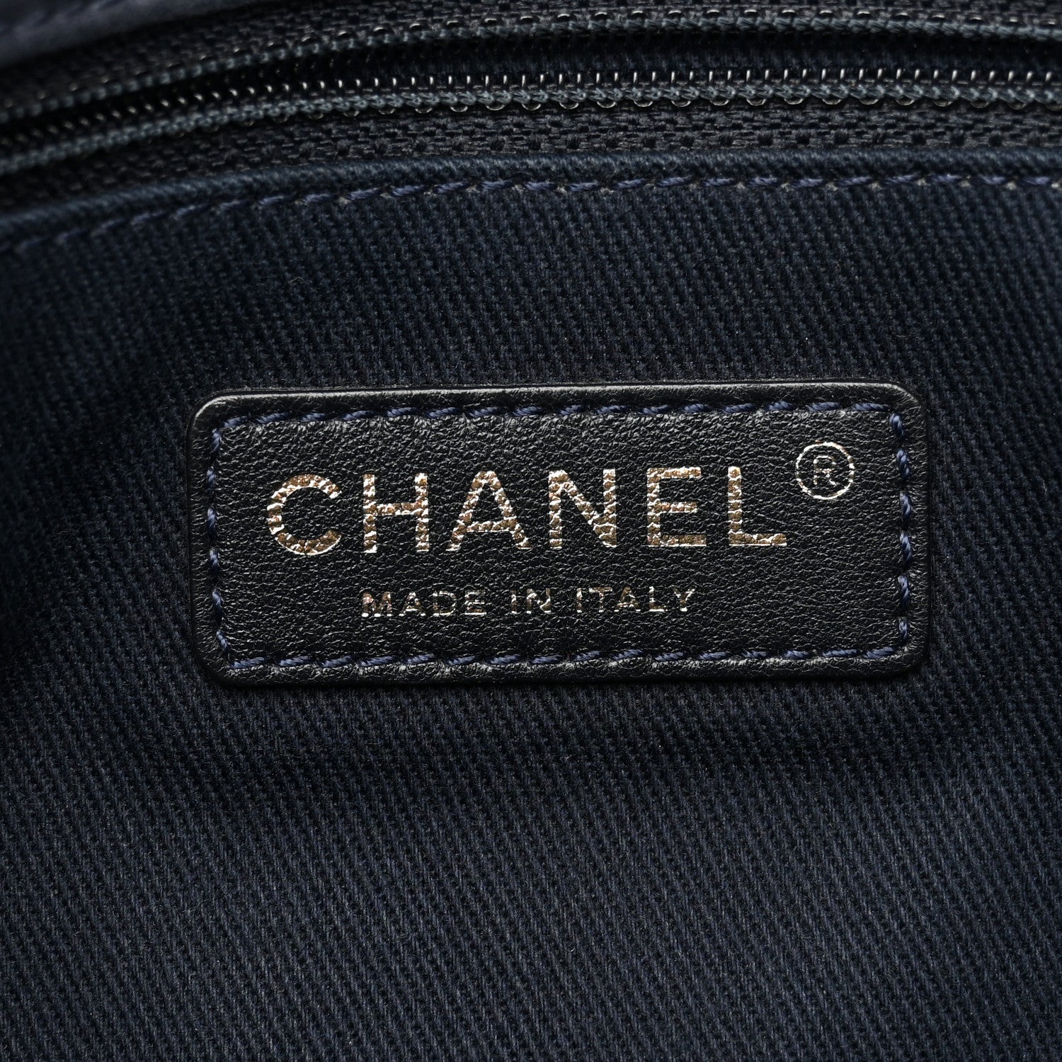 Chanel Iridescent Calfskin Triple Stitched Medium Flap Navy