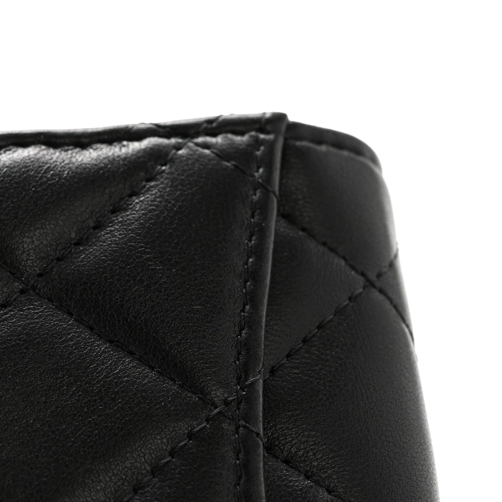 Chanel Lambskin Quilted Pearl Crush Clutch With Chain Black