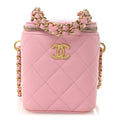 Chanel Caviar Quilted Tiny CC Vanity Case With Chain Pink