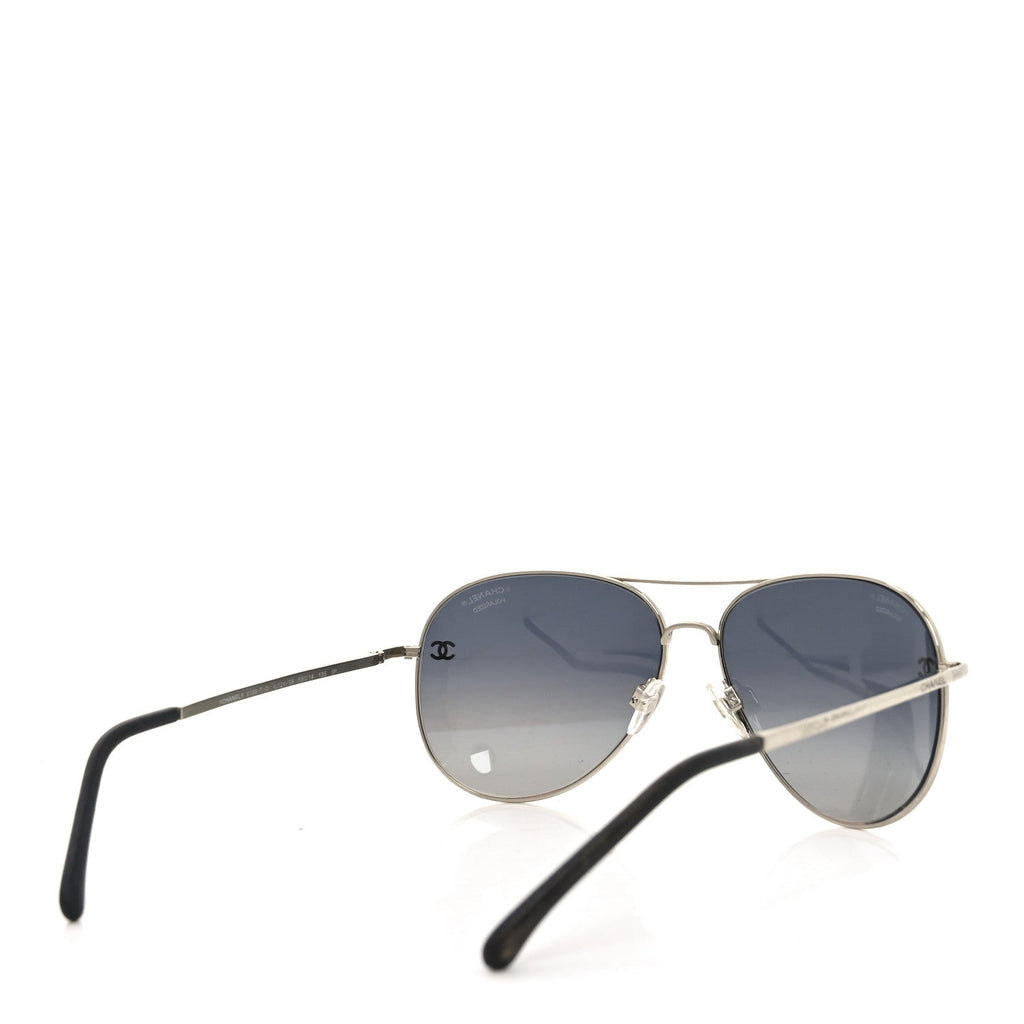 Metal Polarized CC Aviator Sunglasses 4189-T-Q Silver