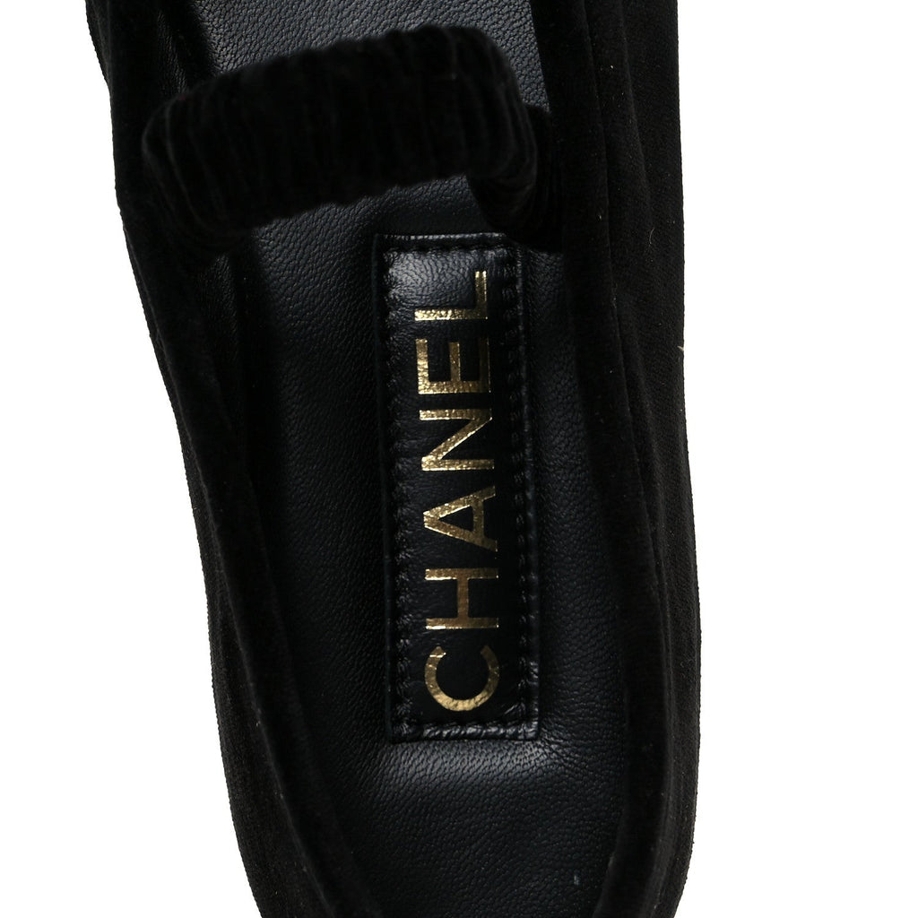 Chanel Velvet Mary Jane Flats 36 Black