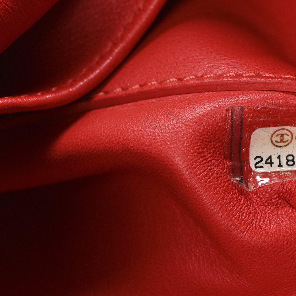 Chanel Snakeskin Calfskin Gabrielle Bucket Red
