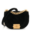 Chanel Velvet Quilted Mini Boy Messenger Bag Black