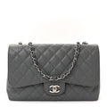 Chanel Caviar Quilted Jumbo Single Flap Grey