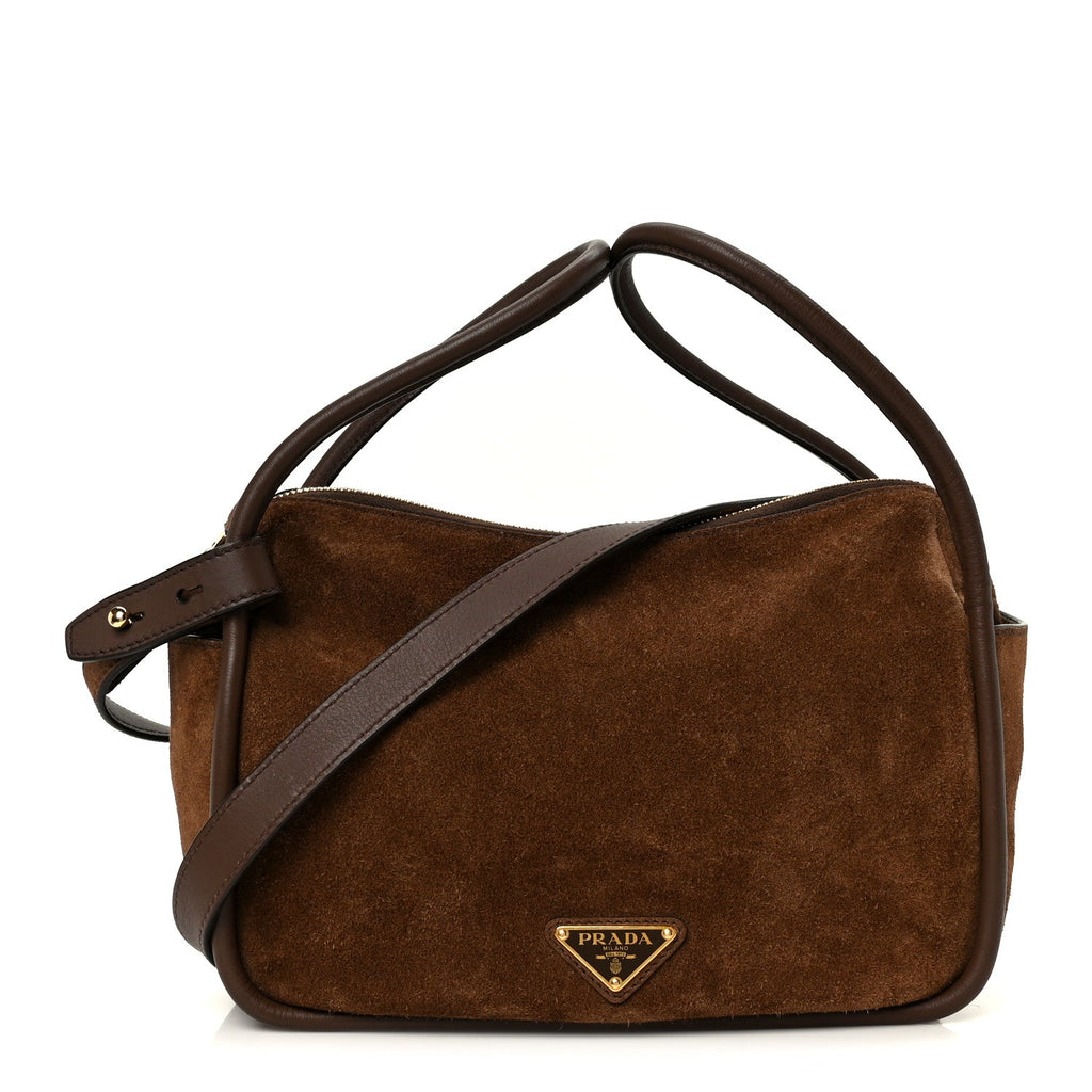 Prada Camoscio Darling Shoulder Bag Cocoa Brown