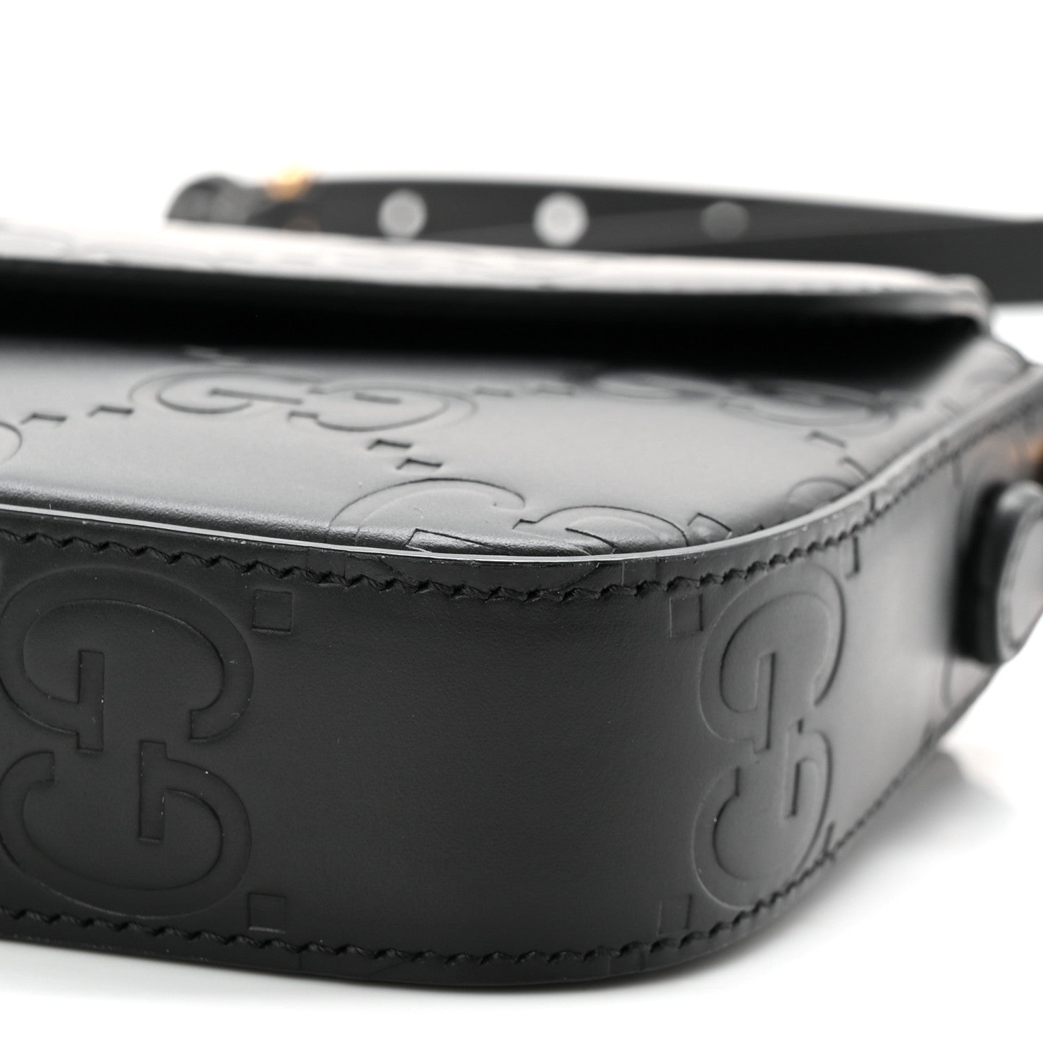 Gucci Gilbert Calfskin GG Super Mini Shoulder Bag Black