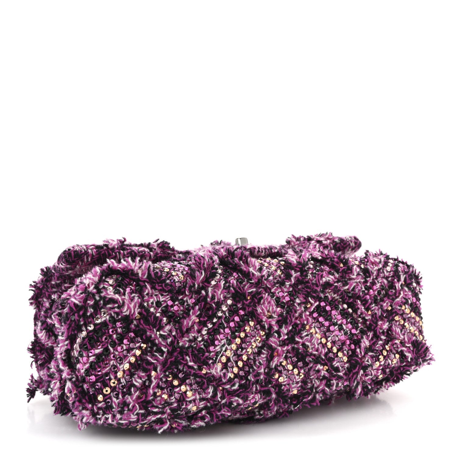 Chanel Crystal Tweed Quilted Medium Double Flap Purple Multicolor