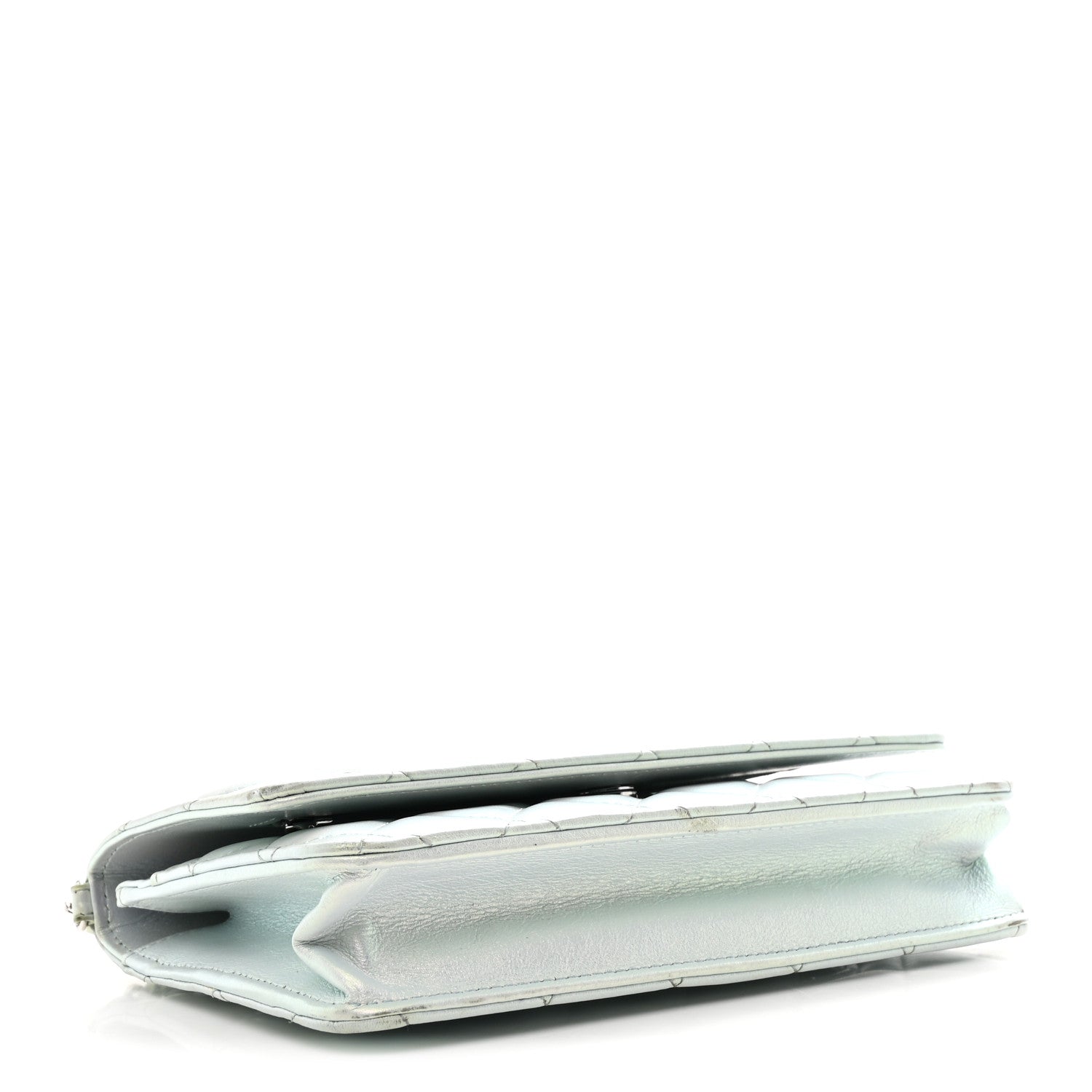 Chanel Iridescent Calfskin Quilted Wallet On Chain WOC Light Blue