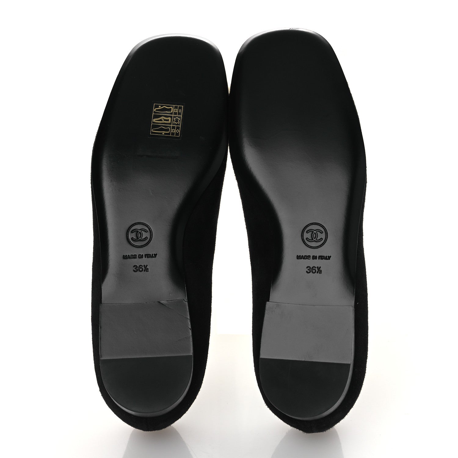 Chanel Suede Patent Cap Toe Camellia Ballerina Flats 36.5 Black White