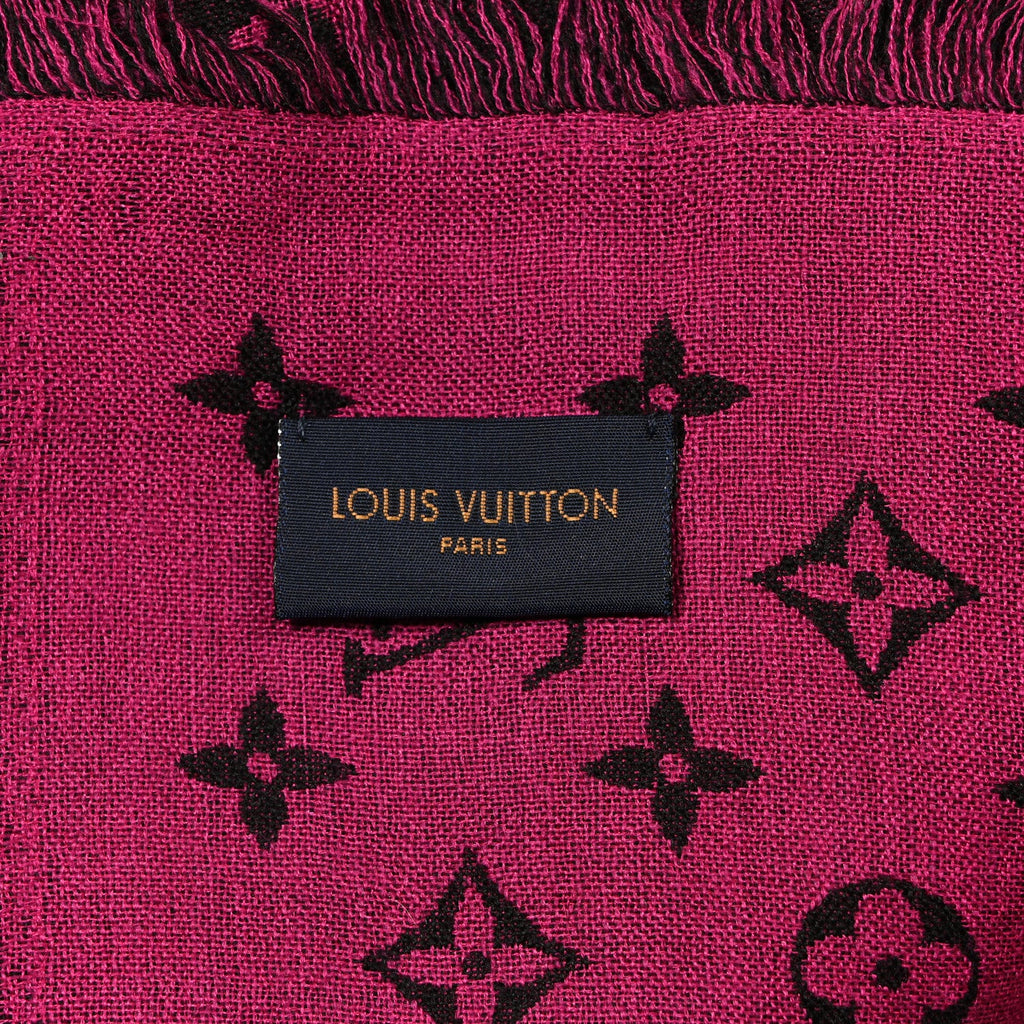 Louis Vuitton Wool Silk So LV Stole Pink Black