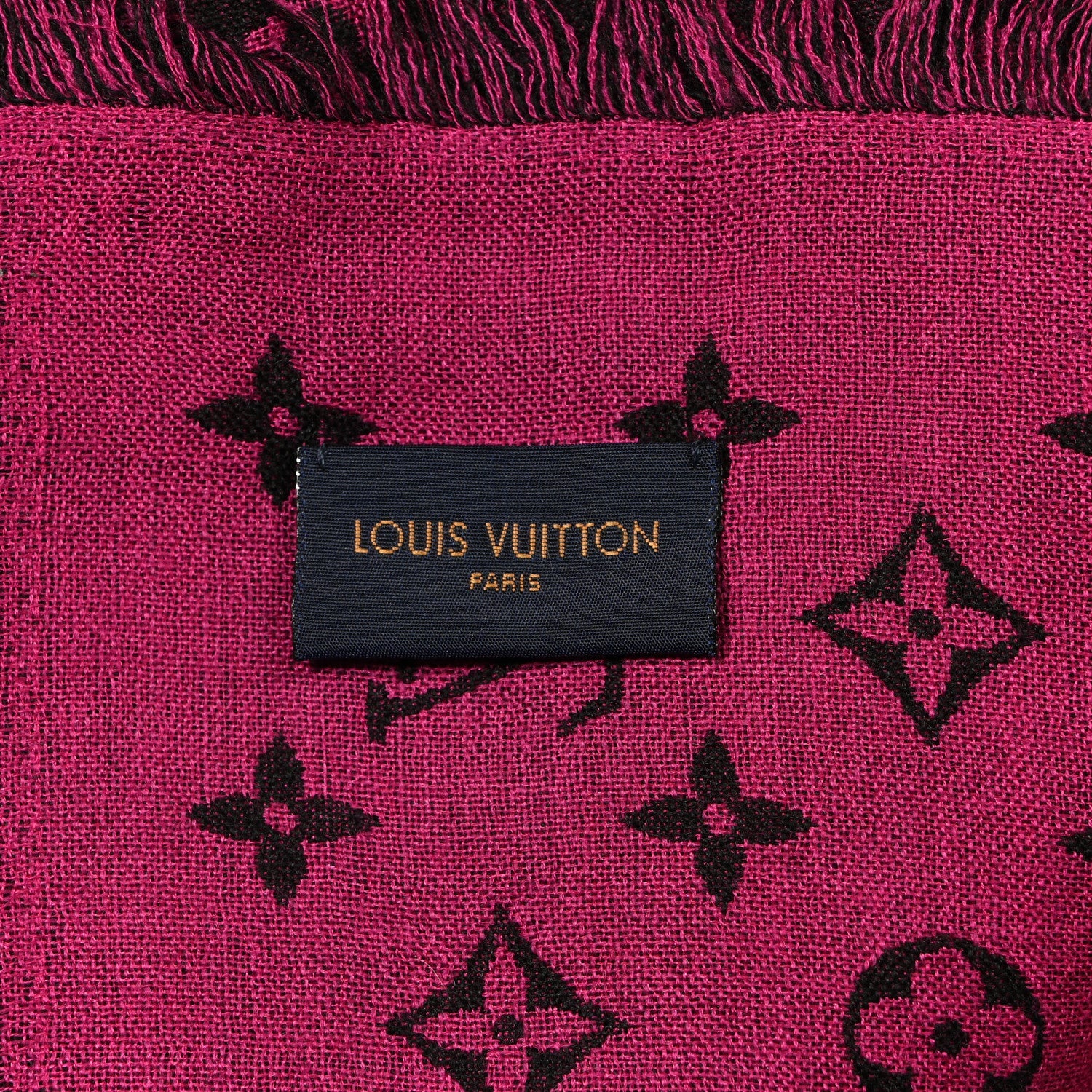 Louis Vuitton Wool Silk So LV Stole Pink Black