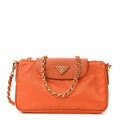 Prada Tessuto Nylon Saffiano Crossbody Bag Papaya