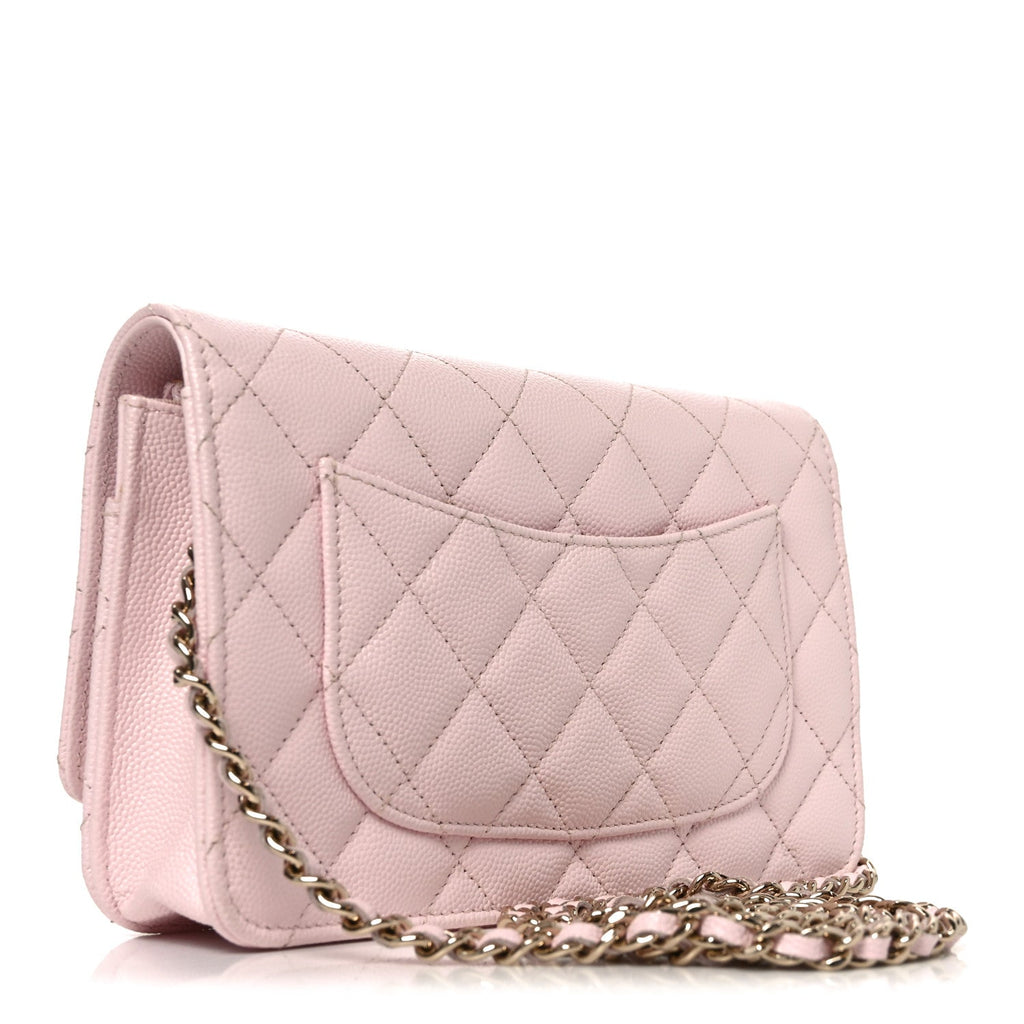 Chanel Caviar Quilted Wallet on Chain WOC Light Pink