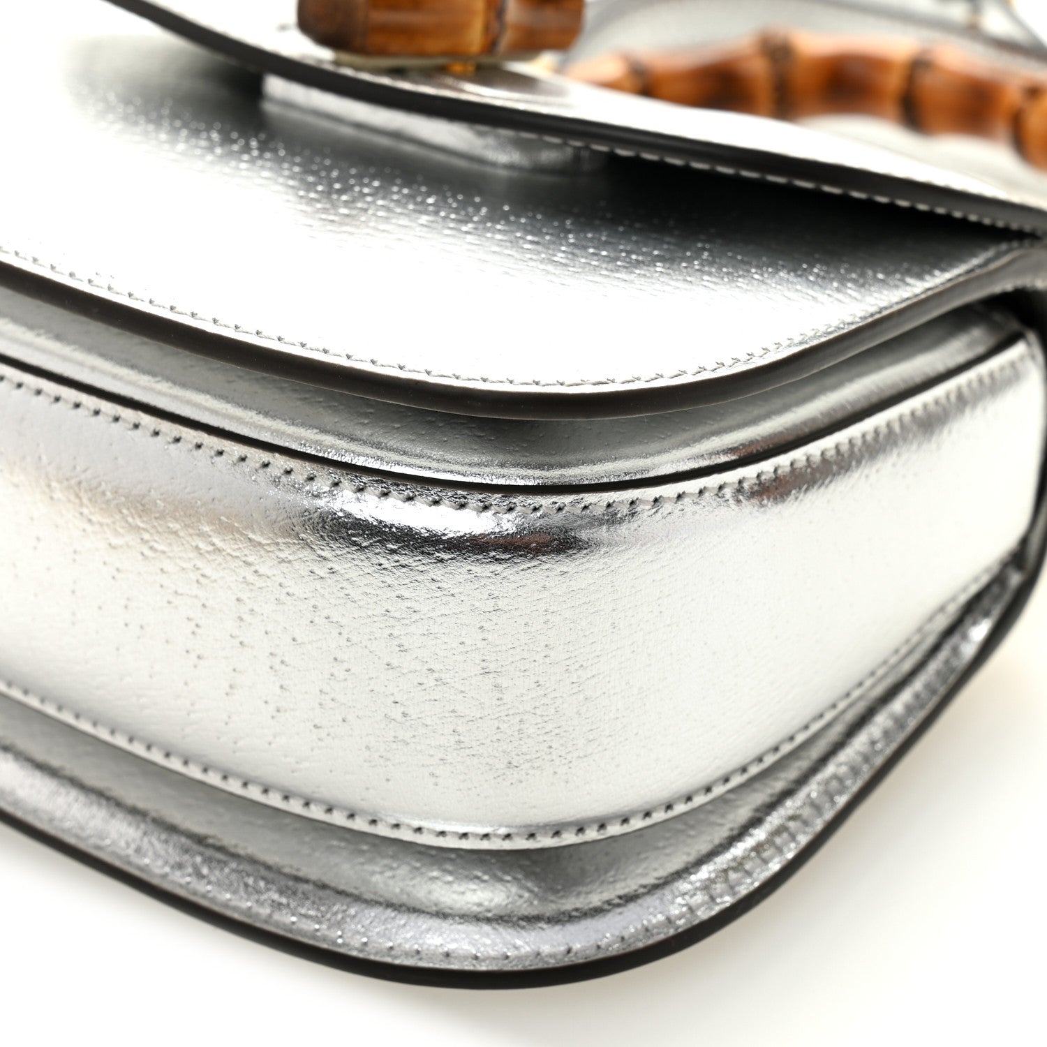 Gucci Boarded Dyana Lux Calfskin Mini Bamboo 1947 Top Handle Bag Silver