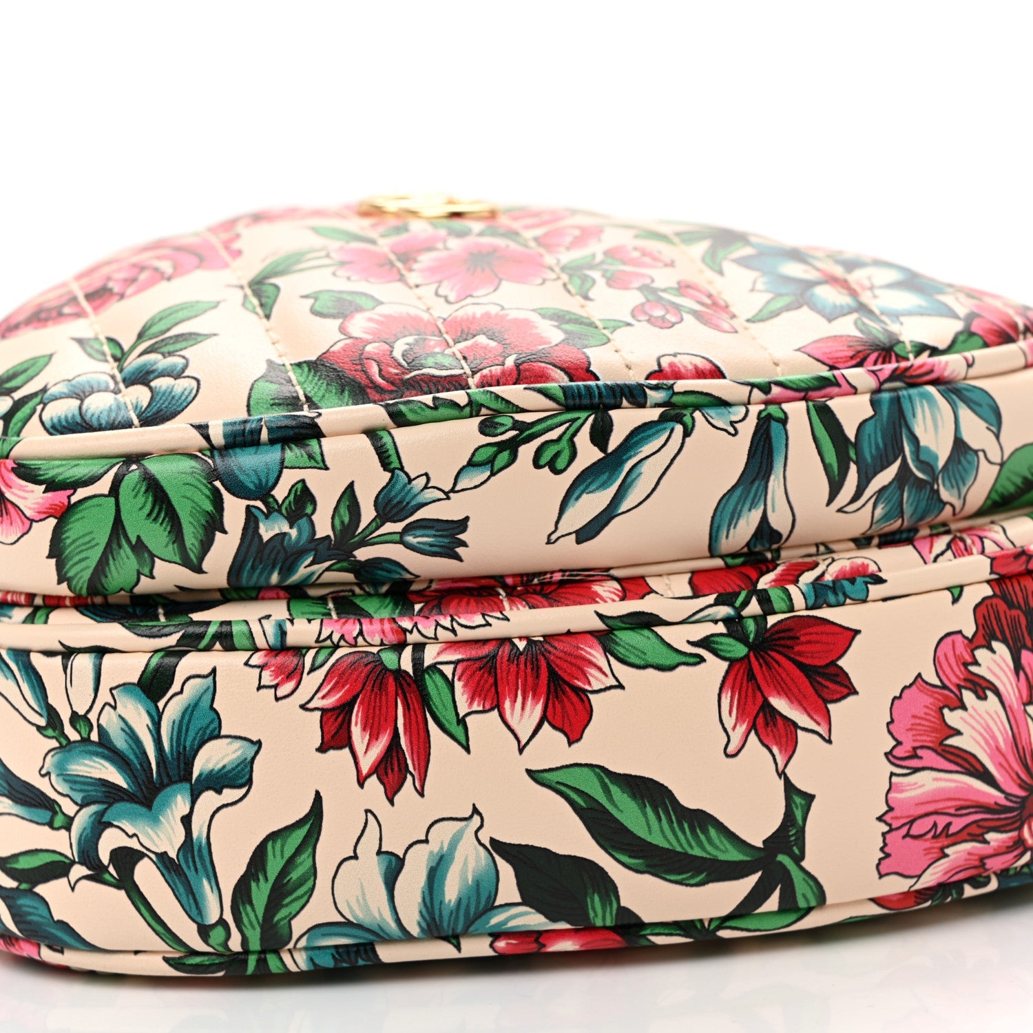 Gucci Matelasse Diagonal Brit Roses Print Mini Interlocking G Heart Shoulder Bag Multicolor