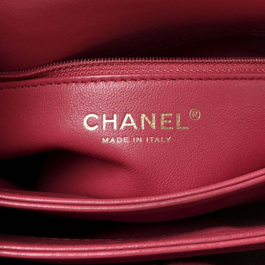 Chanel Lambskin Quilted Small Trendy CC Flap Dual Handle Bag Dark Pink