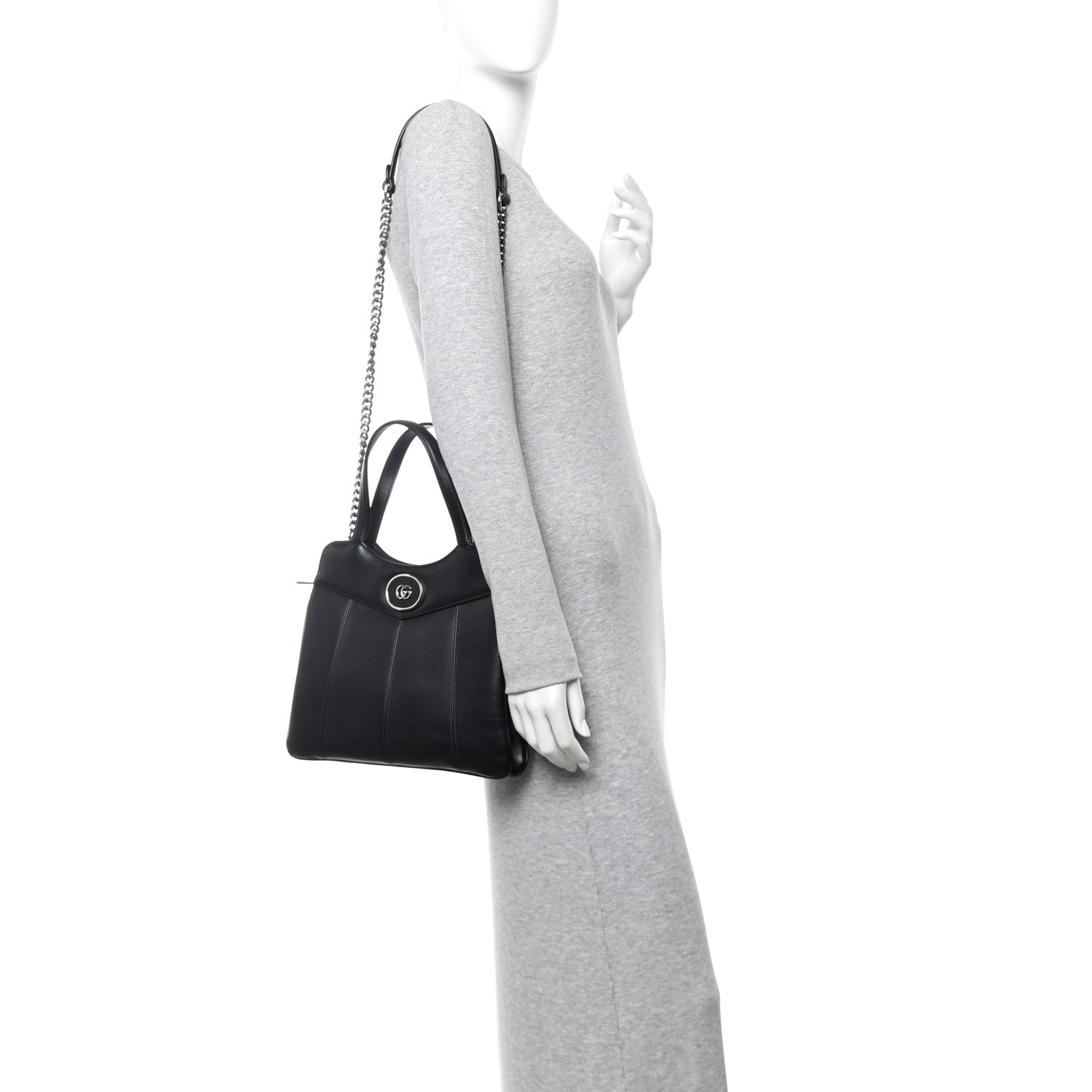 Gucci Calfskin Petite GG Small Tote Bag Black