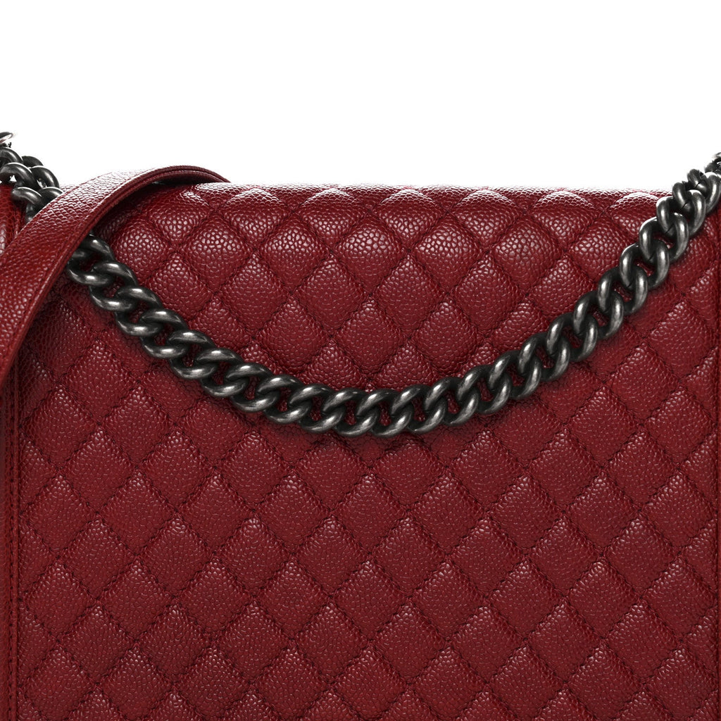 Chanel Caviar Quilted Large Boy Flap Dark Red