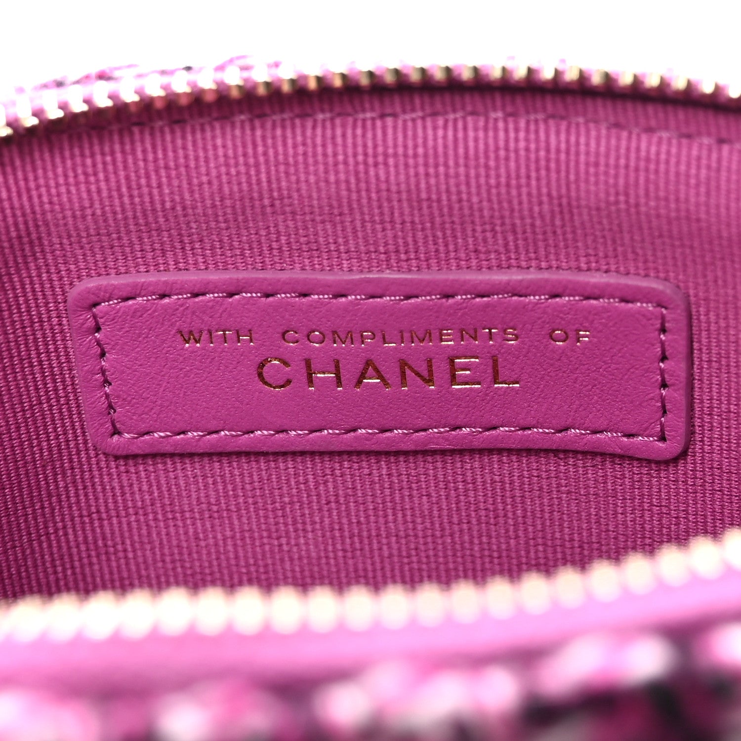 Chanel Tweed Quilted Mini Clutch With Chain Purple