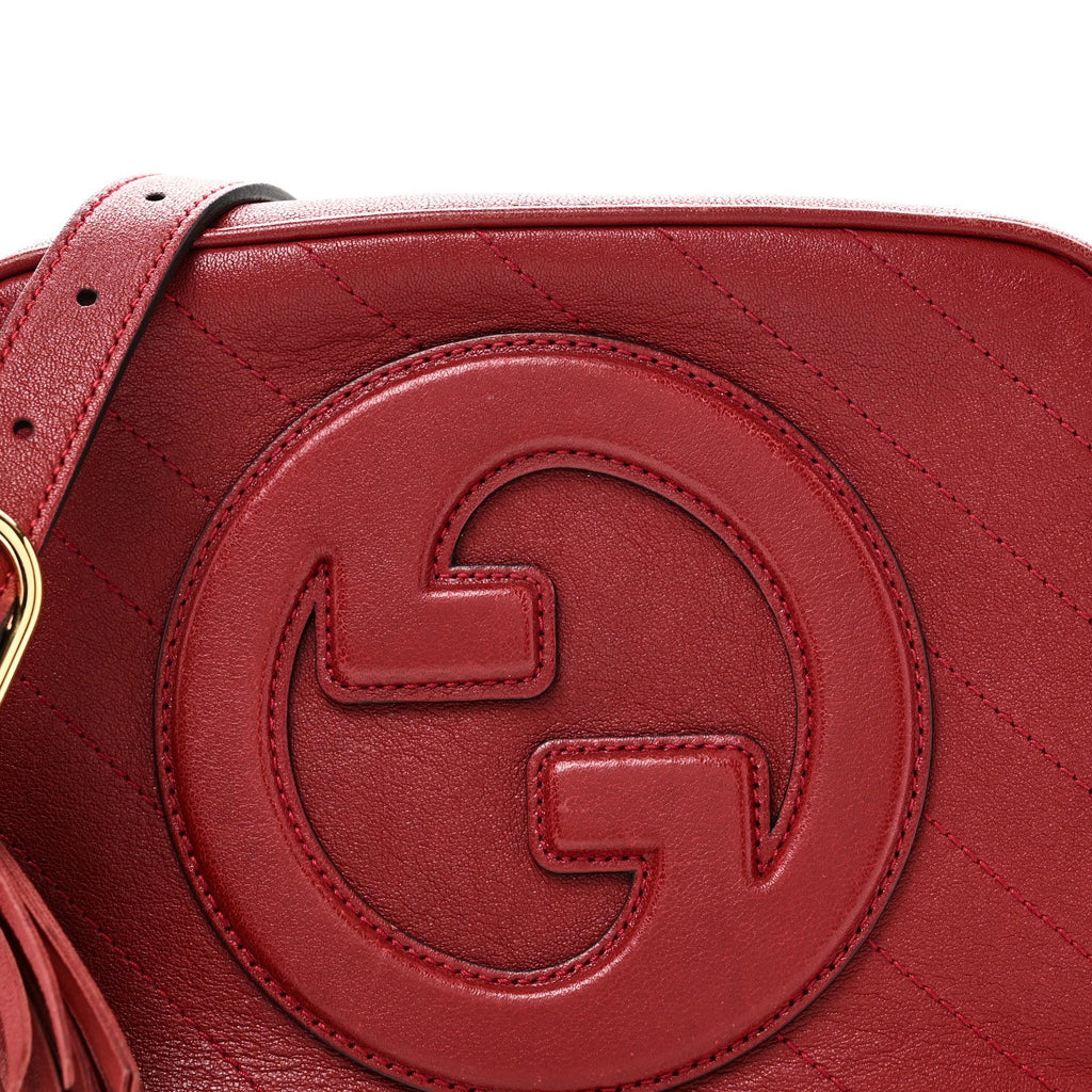 Gucci Sakai Be Green Calfskin Diagonal Stitched Small Blondie Shoulder Bag Rosso