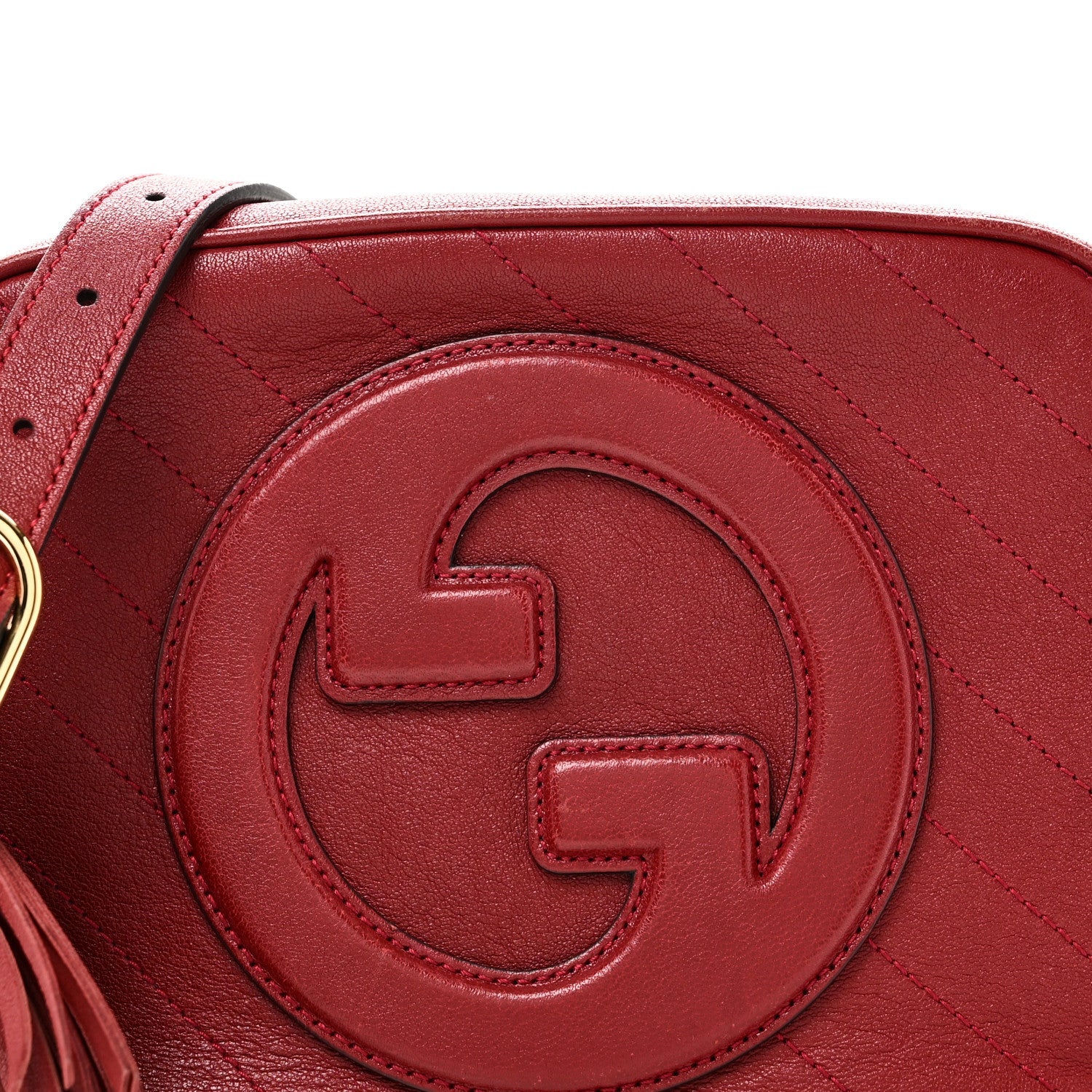 Gucci Sakai Be Green Calfskin Diagonal Stitched Small Blondie Shoulder Bag Rosso