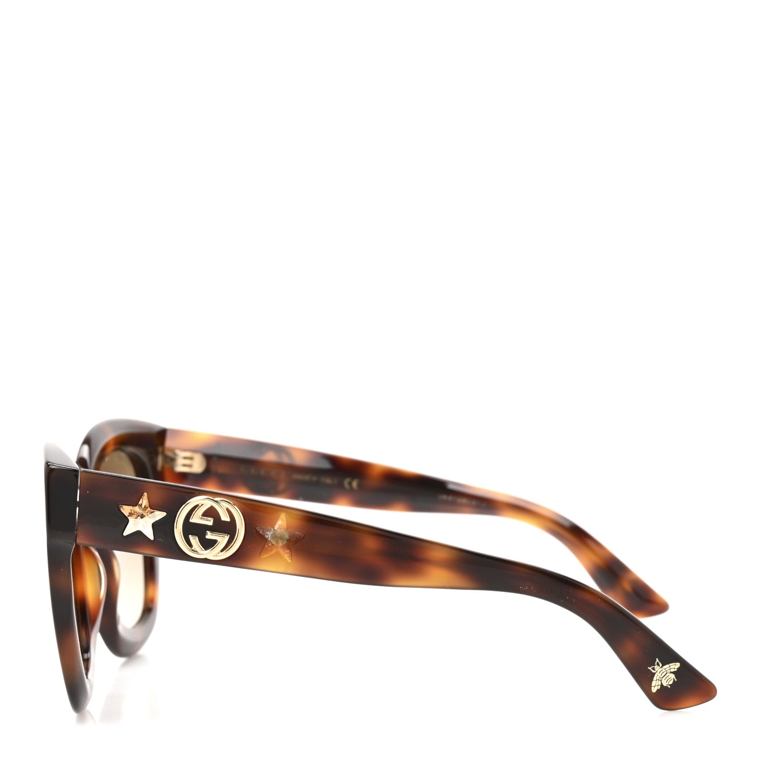 Gucci Round Frame Star Sunglasses GG0208S Tortoise