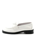 Prada Spazzolato Metal Triangle Logo 20mm Loafers 39 White