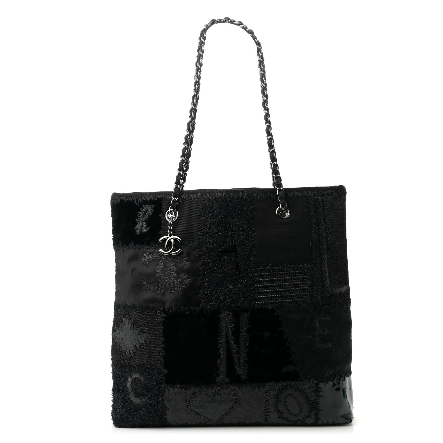 Chanel Tweed Patchwork Tote Black