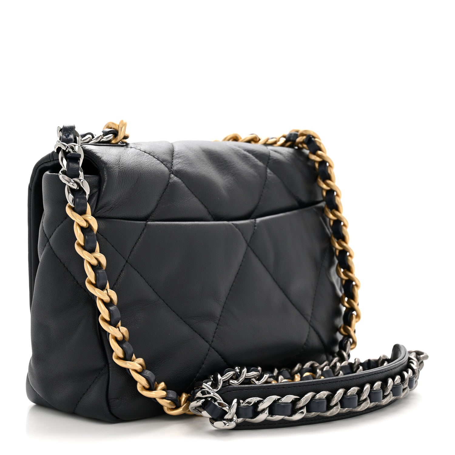Chanel Goatskin Quilted Medium Chanel 19 Flap Navy Blue