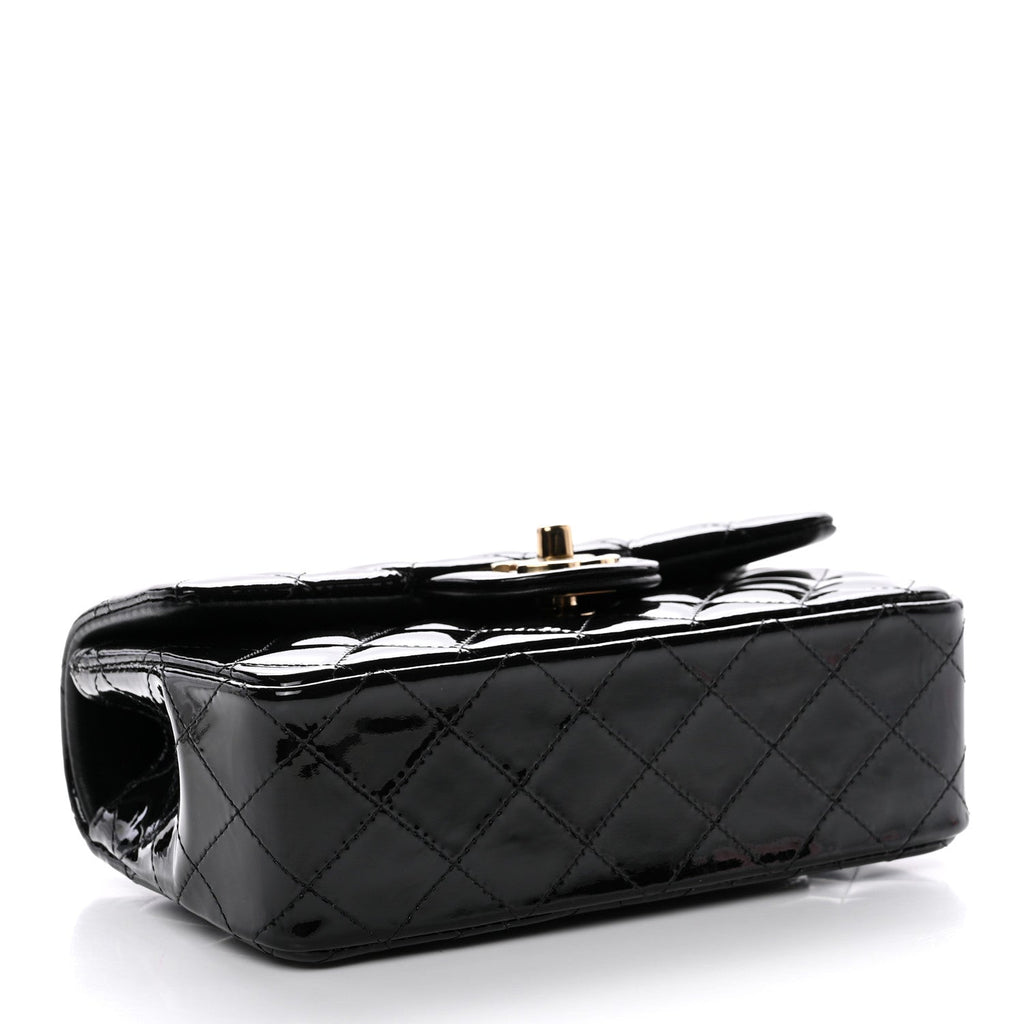 Chanel Patent Quilted Mini Top Handle Rectangular Flap Black