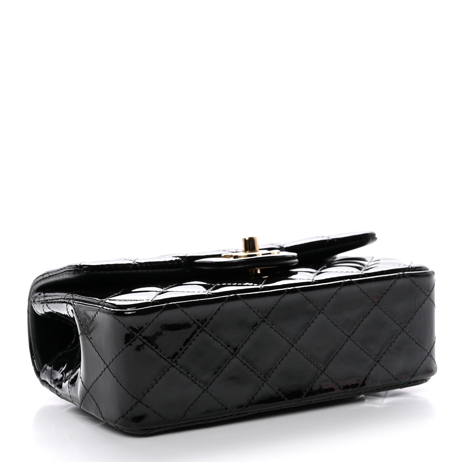 Chanel Patent Quilted Mini Top Handle Rectangular Flap Black