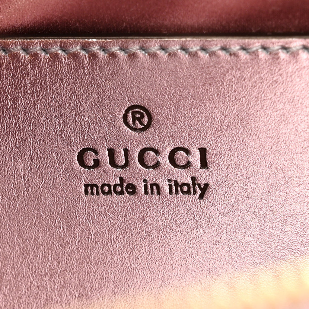 Gucci Iridescent Nappa Chevron Matelasse Small GG Marmont Chain Shoulder Bag Iridescent Escape Pink