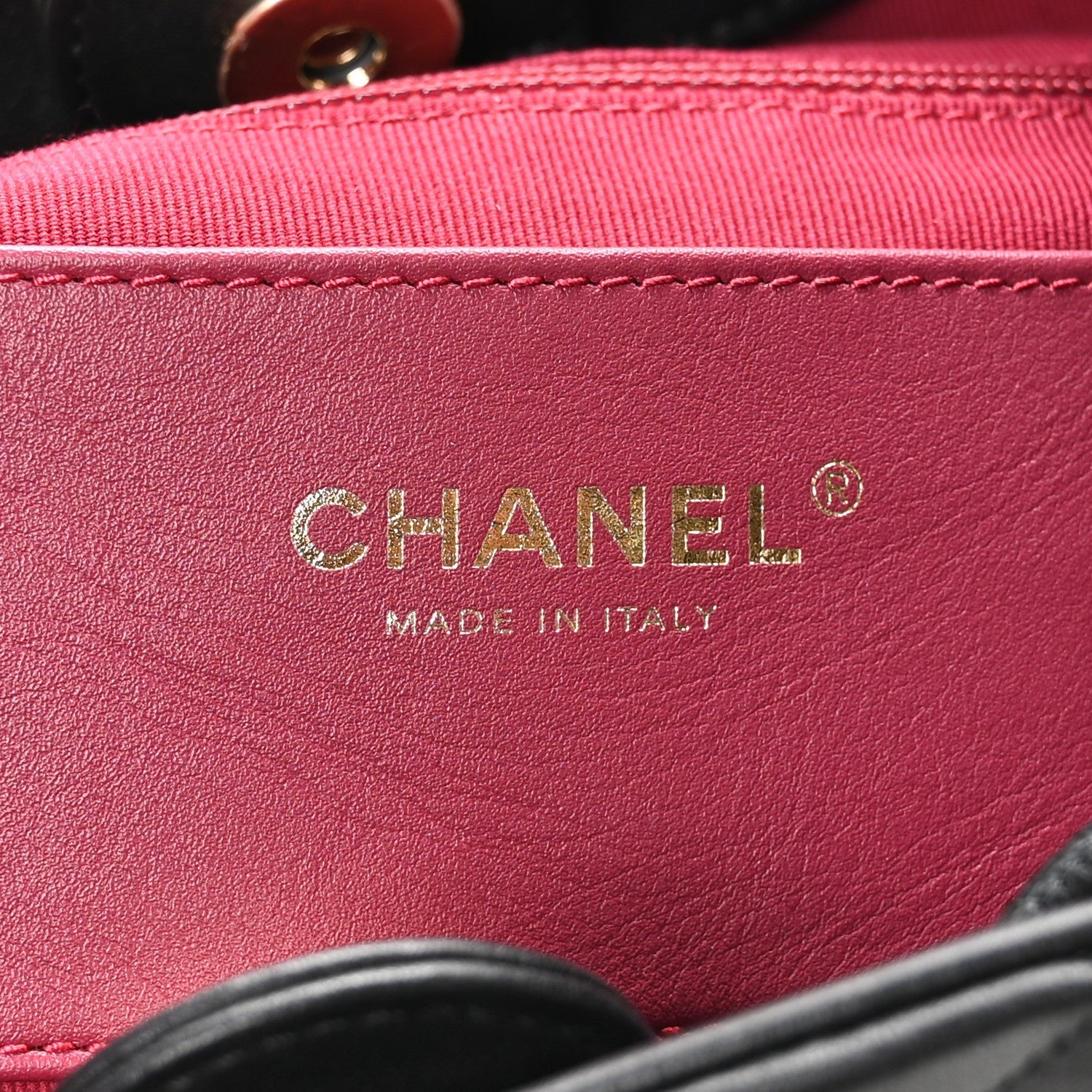 Chanel Lambskin Quilted Double Pocket Drawstring Backpack Black
