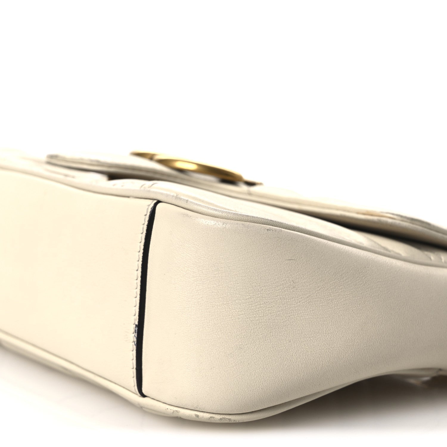 Gucci Calfskin Matelasse Mini GG Marmont Shoulder Bag White