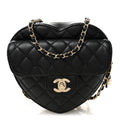 Chanel Lambskin Quilted CC In Love Heart Bag Black