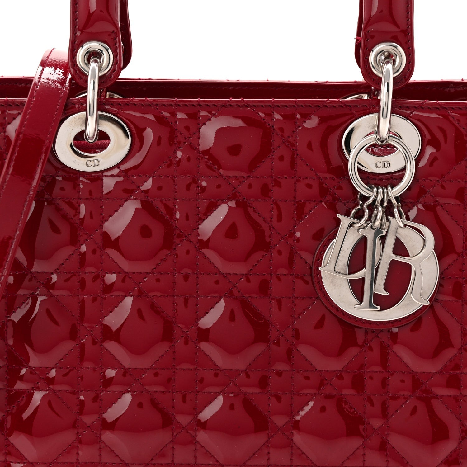 Christian Dior Patent Cannage Medium Lady Dior Red