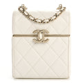 Chanel Lambskin Quilted Small Box With Chain White