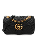 Gucci Calfskin Matelasse Small GG Marmont Shoulder Bag Black