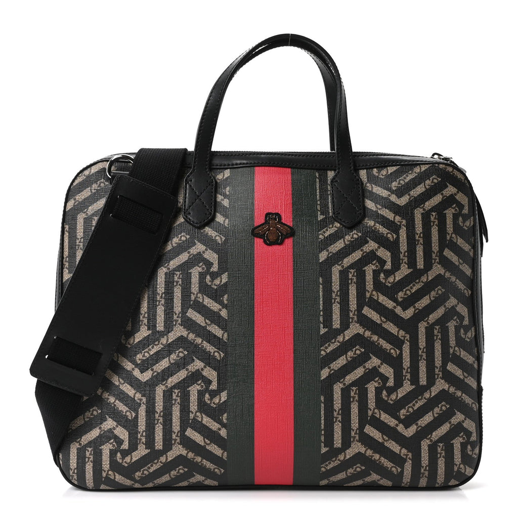 Gucci GG Supreme Monogram Caleido Web Briefcase Black
