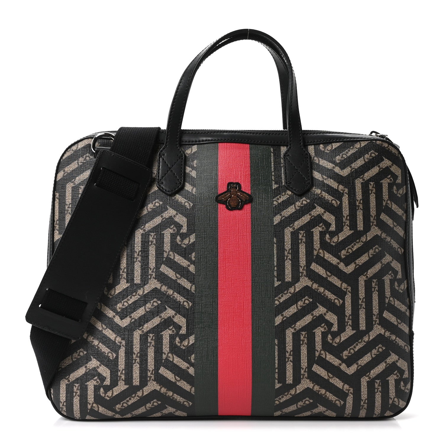Gucci GG Supreme Monogram Caleido Web Briefcase Black