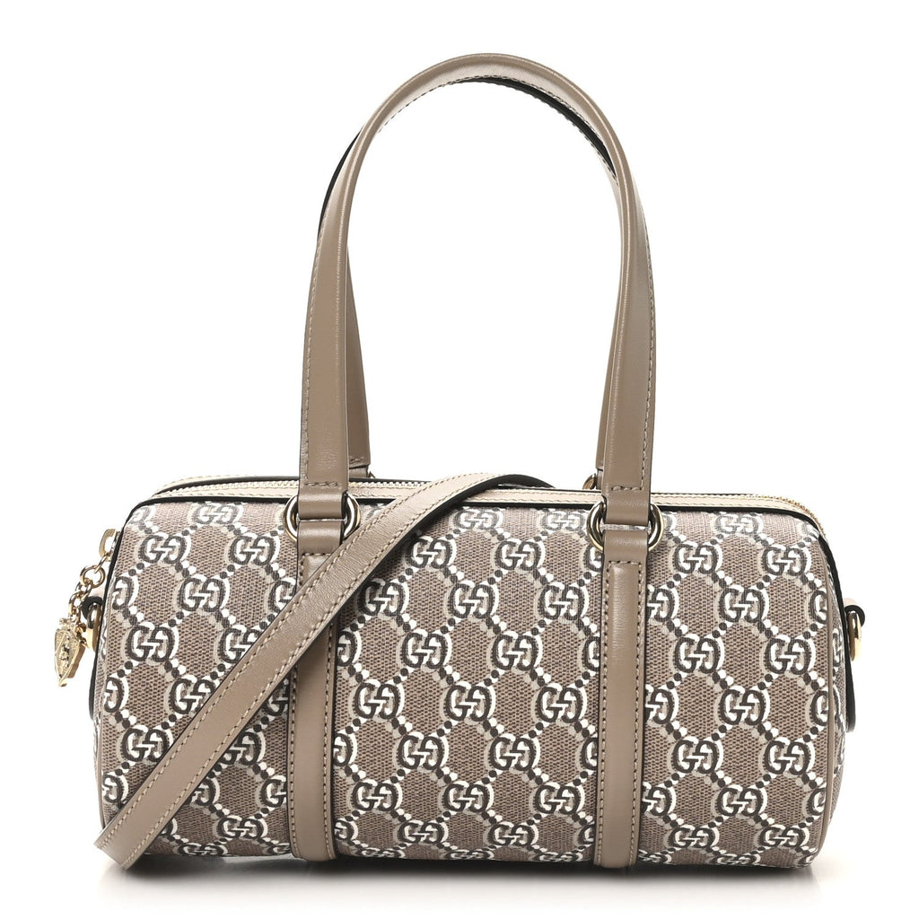 Gucci GG Shadow Monogram Ophidia Top Handle Bowler Bag Taupe