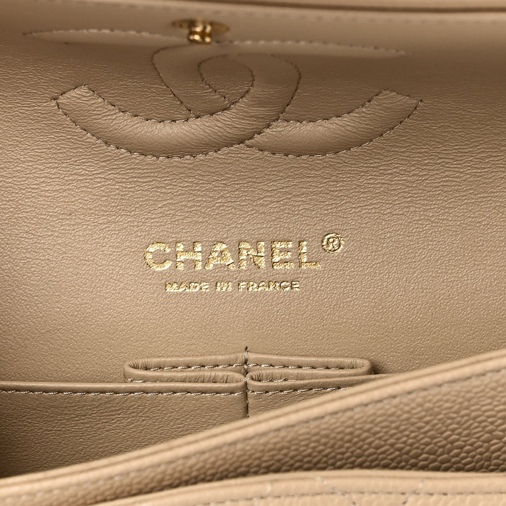 Chanel Caviar Quilted Medium Double Flap Beige