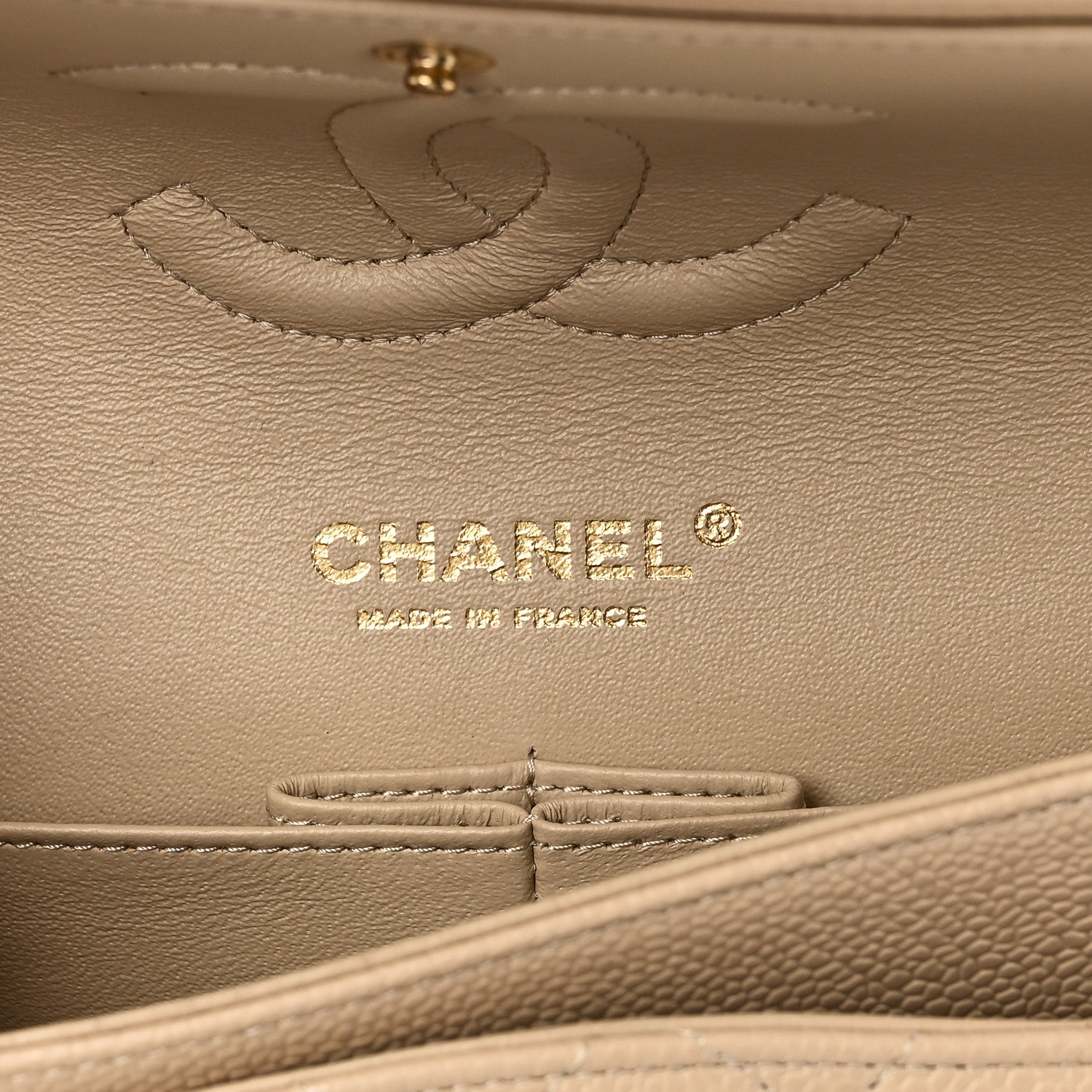 Chanel Caviar Quilted Medium Double Flap Beige