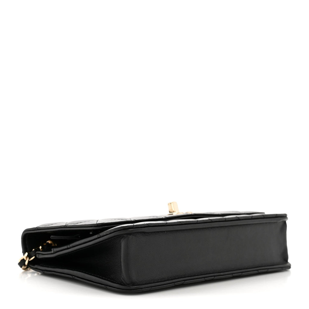 Chanel Lambskin Quilted Trendy CC Wallet On Chain WOC Black