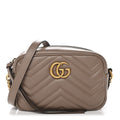 Gucci Calfskin Matelasse Mini GG Marmont Chain Shoulder Bag Porcelain Rose
