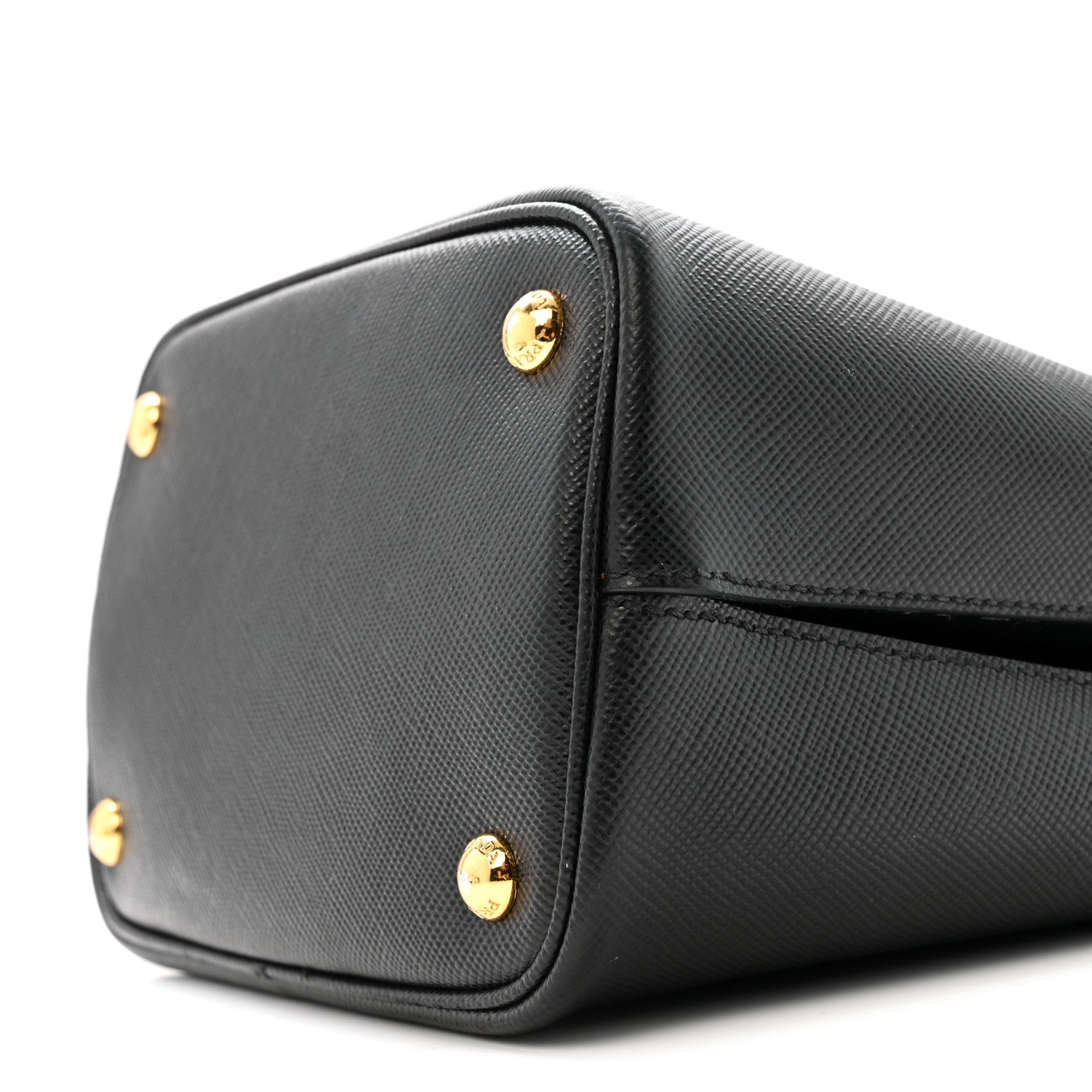 Prada Saffiano Cuir Medium Panier Bucket Bag Black Fuoco