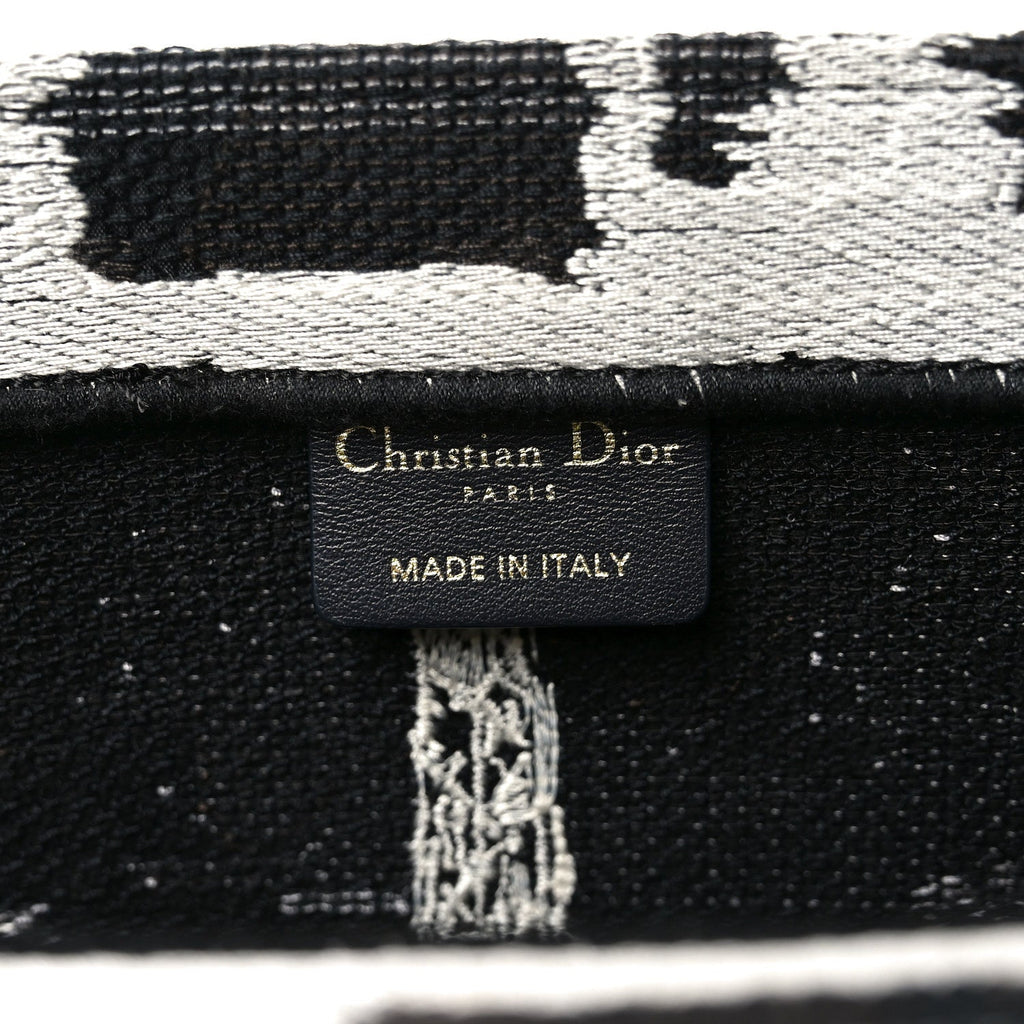 Christian Dior Canvas Embroidered Medium Paris Book Tote Black White
