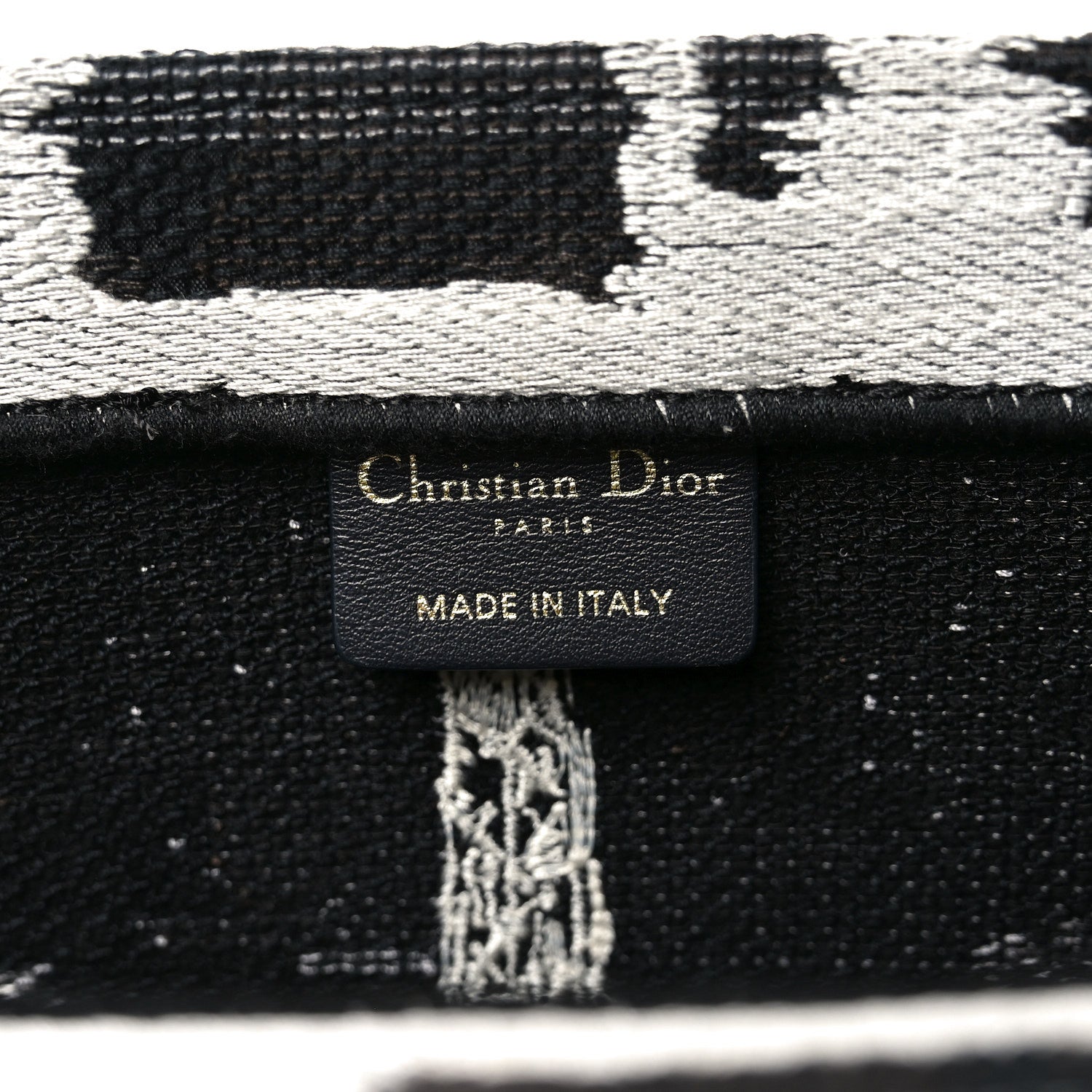 Christian Dior Canvas Embroidered Medium Paris Book Tote Black White